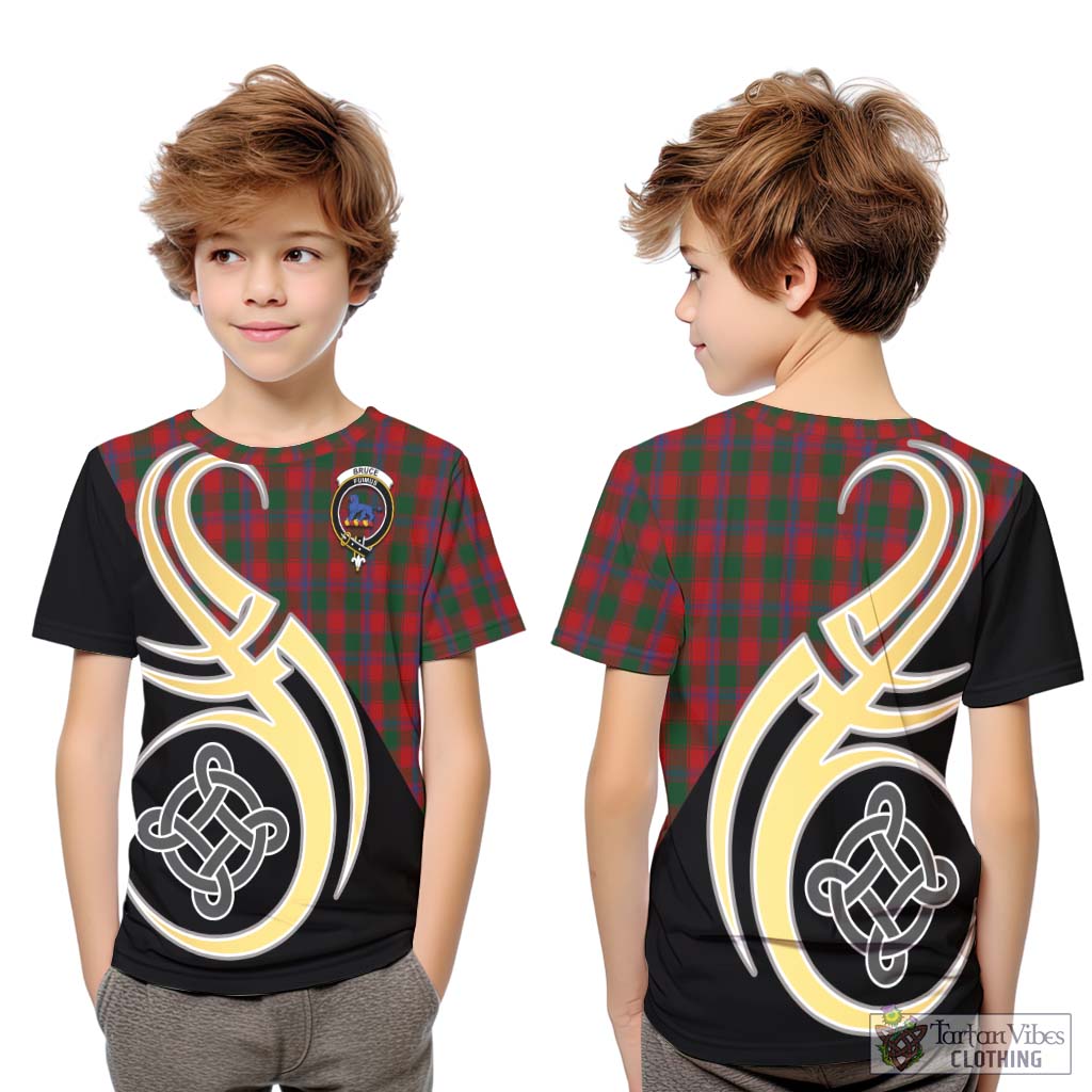 Bruce Old Tartan Kid T-Shirt with Family Crest and Celtic Symbol Style Youth XL Size14 - Tartan Vibes Clothing