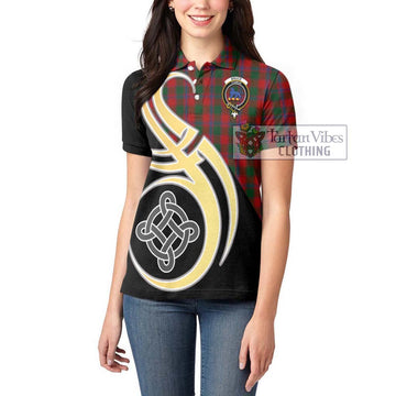 Bruce Old Tartan Women's Polo Shirt with Family Crest and Celtic Symbol Style