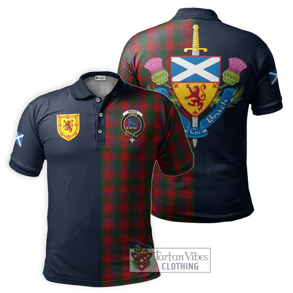 Tartan Vibes Clothing Bruce Old Tartan Polo Shirt with Scottish Lion Royal Arm Half Style