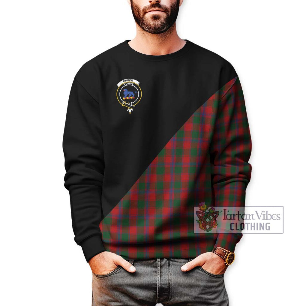 Bruce Old Tartan Sweatshirt with Family Crest and Military Logo Style Unisex - Tartanvibesclothing Shop