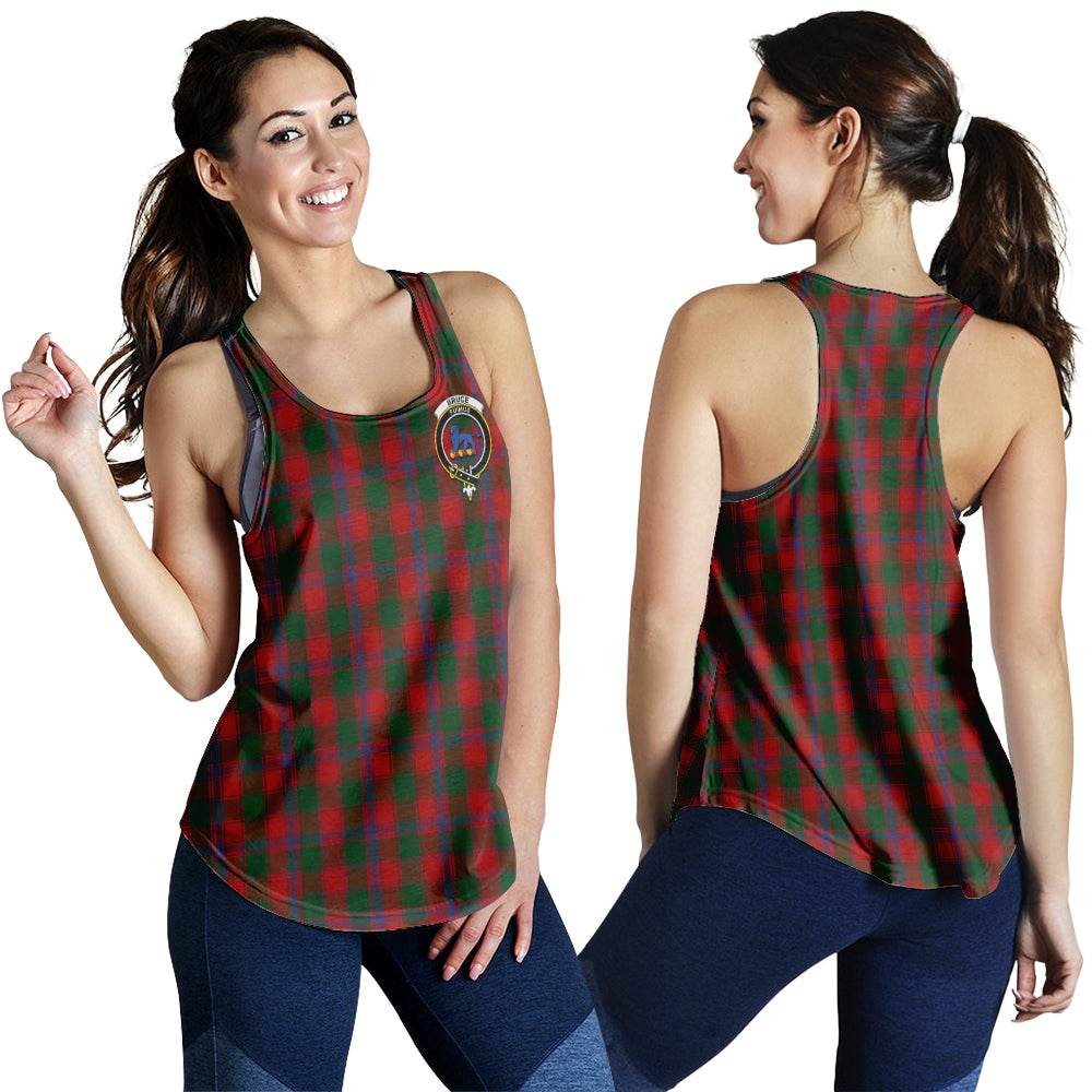 Bruce Old Tartan Women Racerback Tanks with Family Crest - Tartanvibesclothing