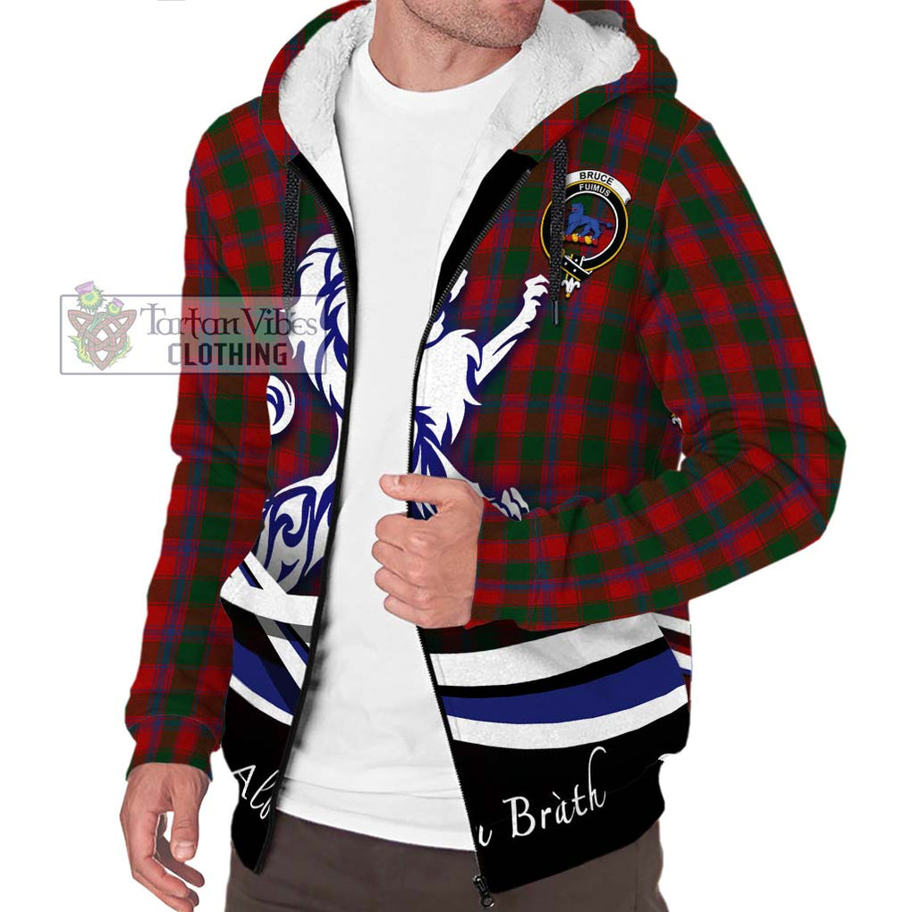 Bruce Old Tartan Sherpa Hoodie with Alba Gu Brath Regal Lion Emblem Unisex S - Tartanvibesclothing Shop