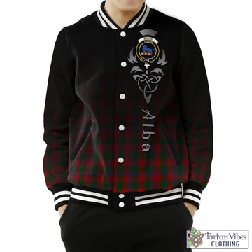 Bruce Old Tartan Baseball Jacket Featuring Alba Gu Brath Family Crest Celtic Inspired