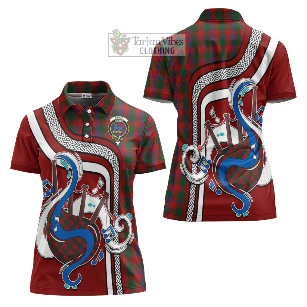 Bruce Old Tartan Women's Polo Shirt with Epic Bagpipe Style Women - Tartanvibesclothing Shop