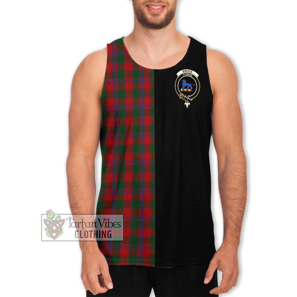 Bruce Old Tartan Men's Tank Top with Family Crest and Half Of Me Style Men - Tartanvibesclothing Shop