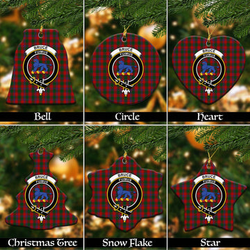 Bruce Old Tartan Christmas Ceramic Ornaments with Family Crest