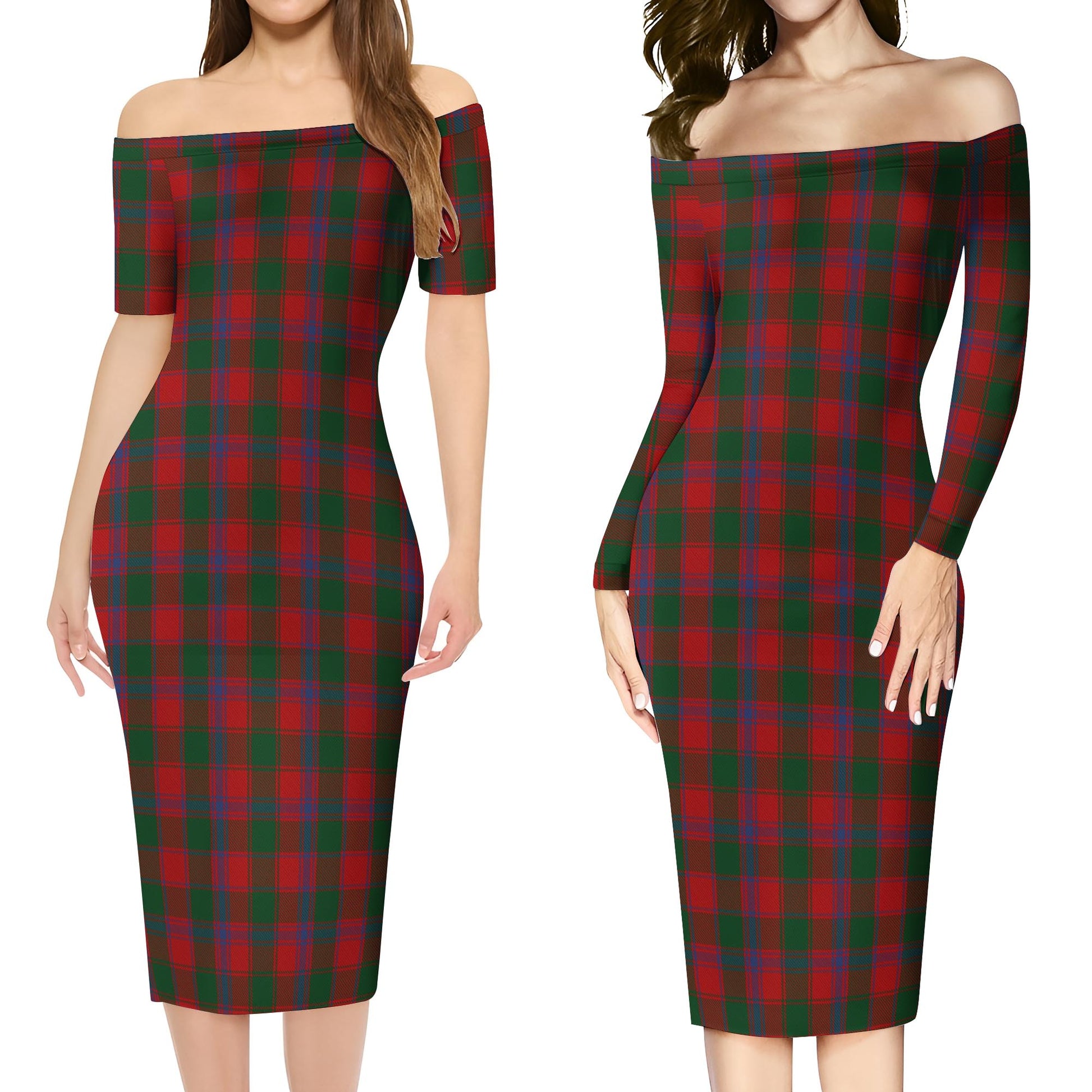 Bruce Old Tartan Off Shoulder Lady Dress Women's Dress - Tartanvibesclothing