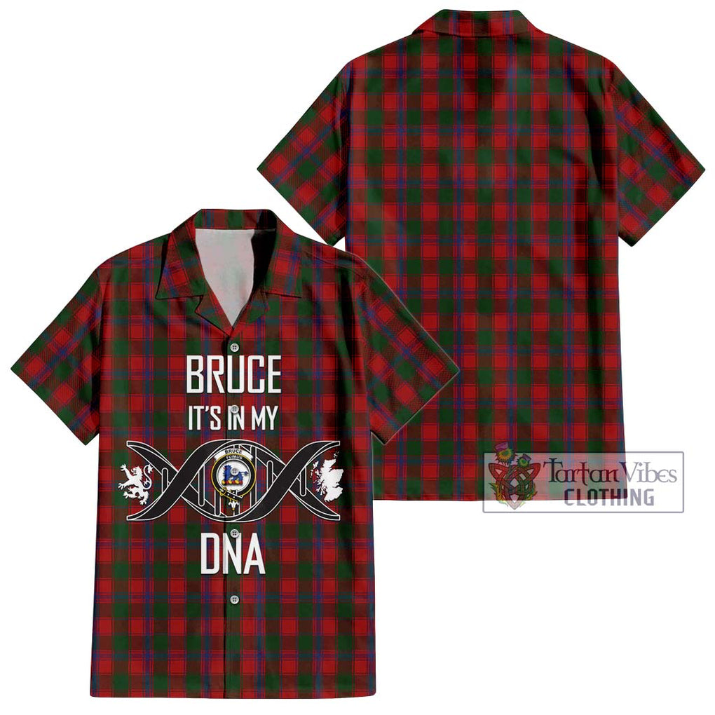 Bruce Old Tartan Short Sleeve Button Shirt with Family Crest DNA In Me Style Kid - Tartanvibesclothing Shop