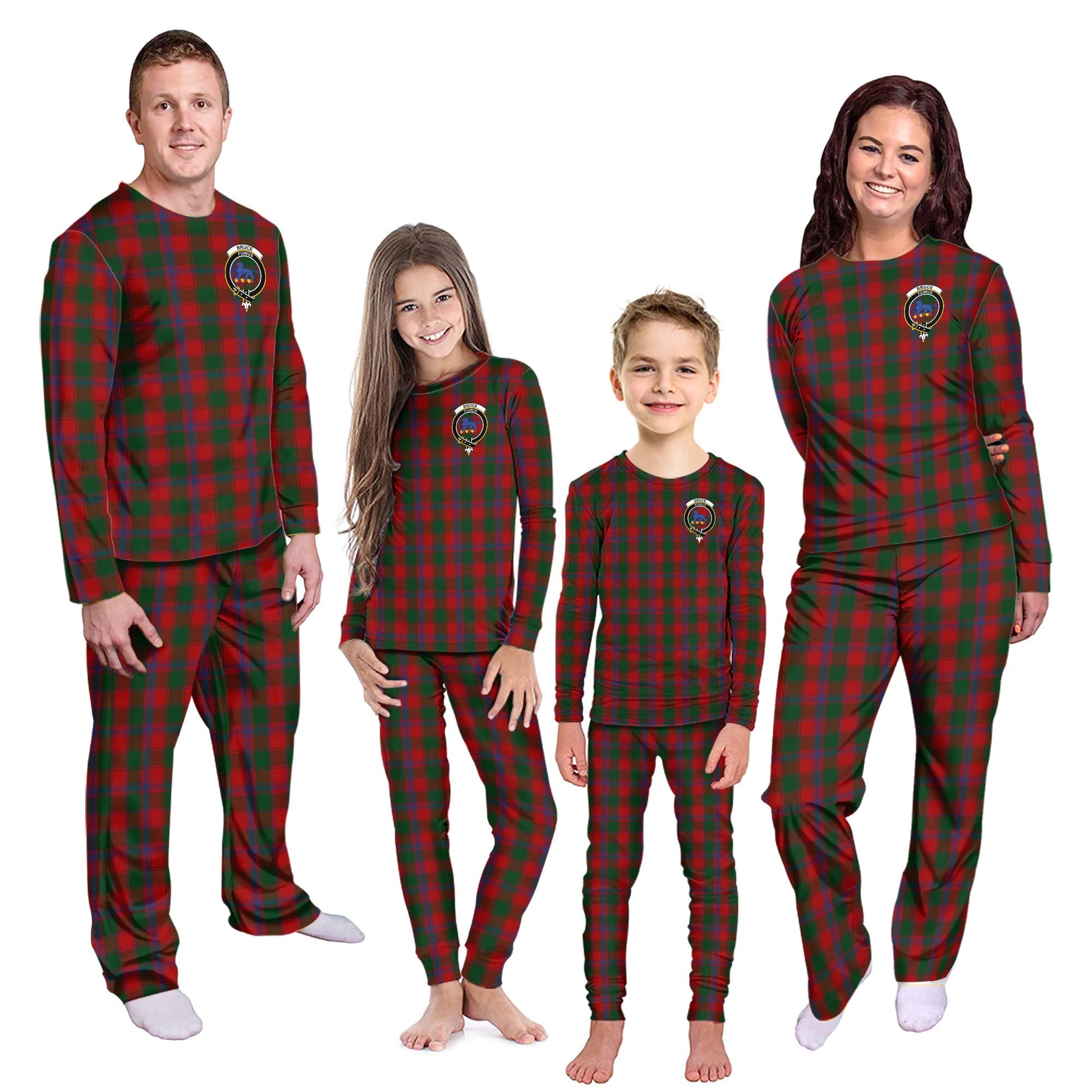 Bruce Old Tartan Pajamas Family Set with Family Crest Kid - Tartan Vibes Clothing