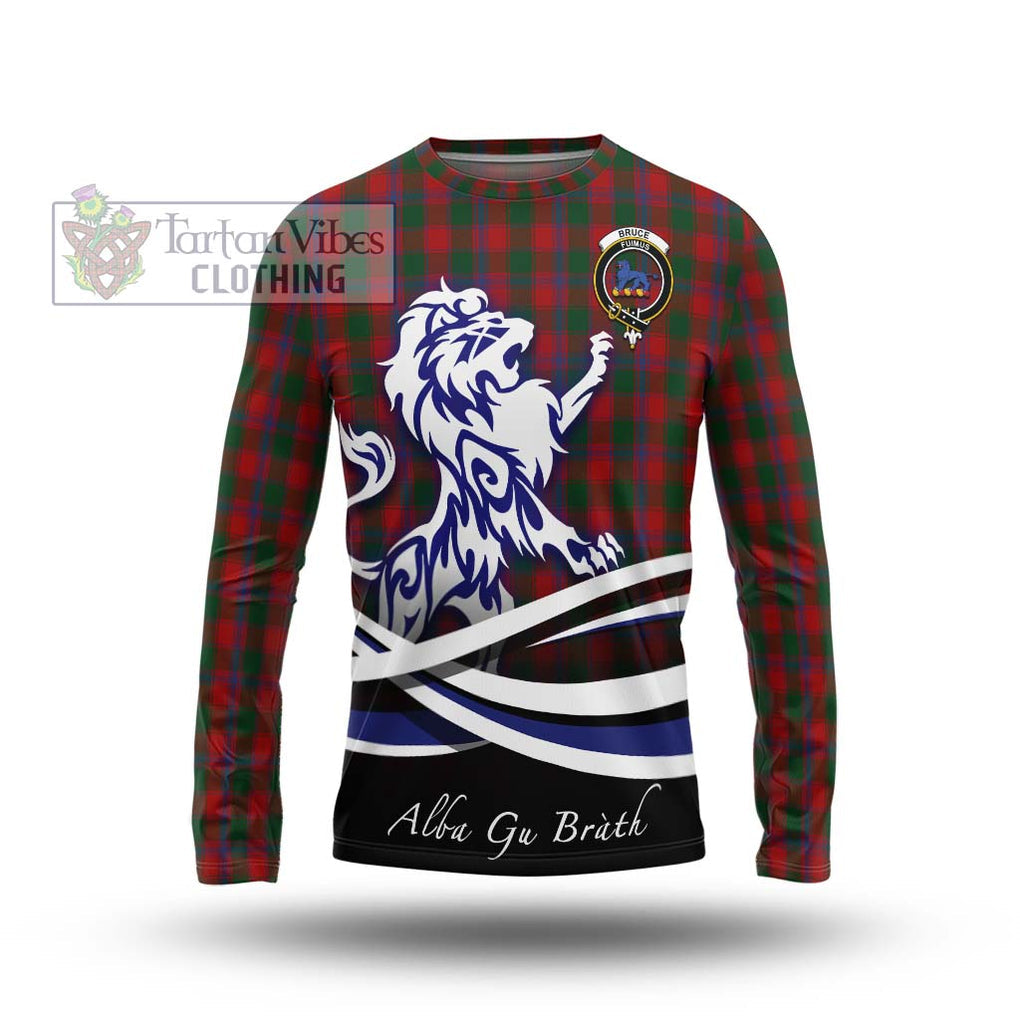 Bruce Old Tartan Long Sleeve T-Shirt with Alba Gu Brath Regal Lion Emblem Unisex - Tartanvibesclothing Shop