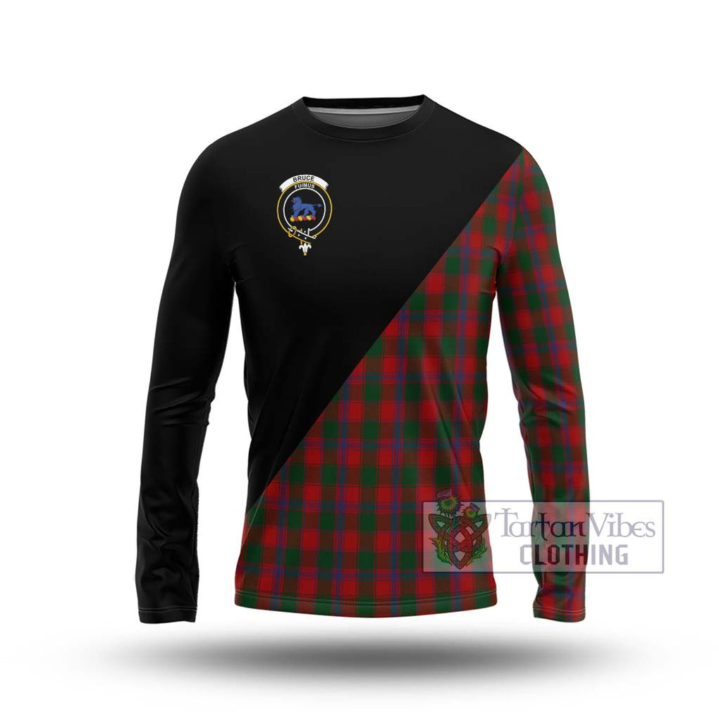 Bruce Old Tartan Long Sleeve T-Shirt with Family Crest and Military Logo Style Unisex - Tartanvibesclothing Shop