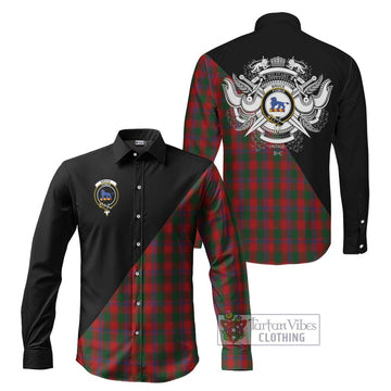 Bruce Old Tartan Long Sleeve Button Shirt with Family Crest and Military Logo Style