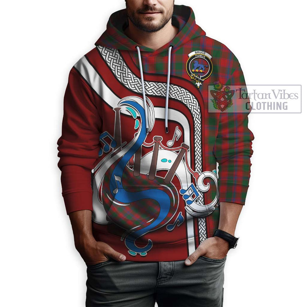 Bruce Old Tartan Hoodie with Epic Bagpipe Style Zip Hoodie - Tartanvibesclothing Shop