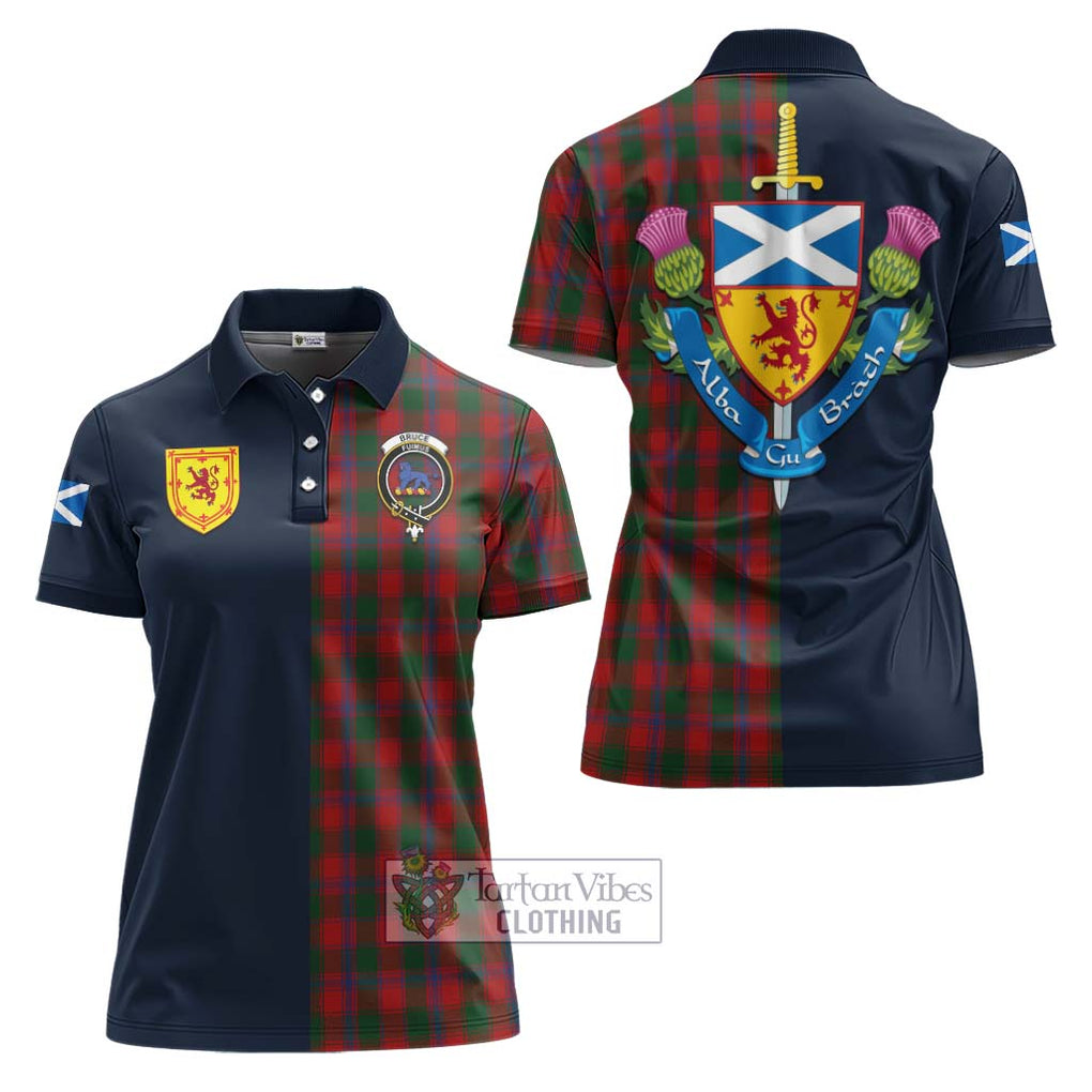 Tartan Vibes Clothing Bruce Old Tartan Women's Polo Shirt with Scottish Lion Royal Arm Half Style