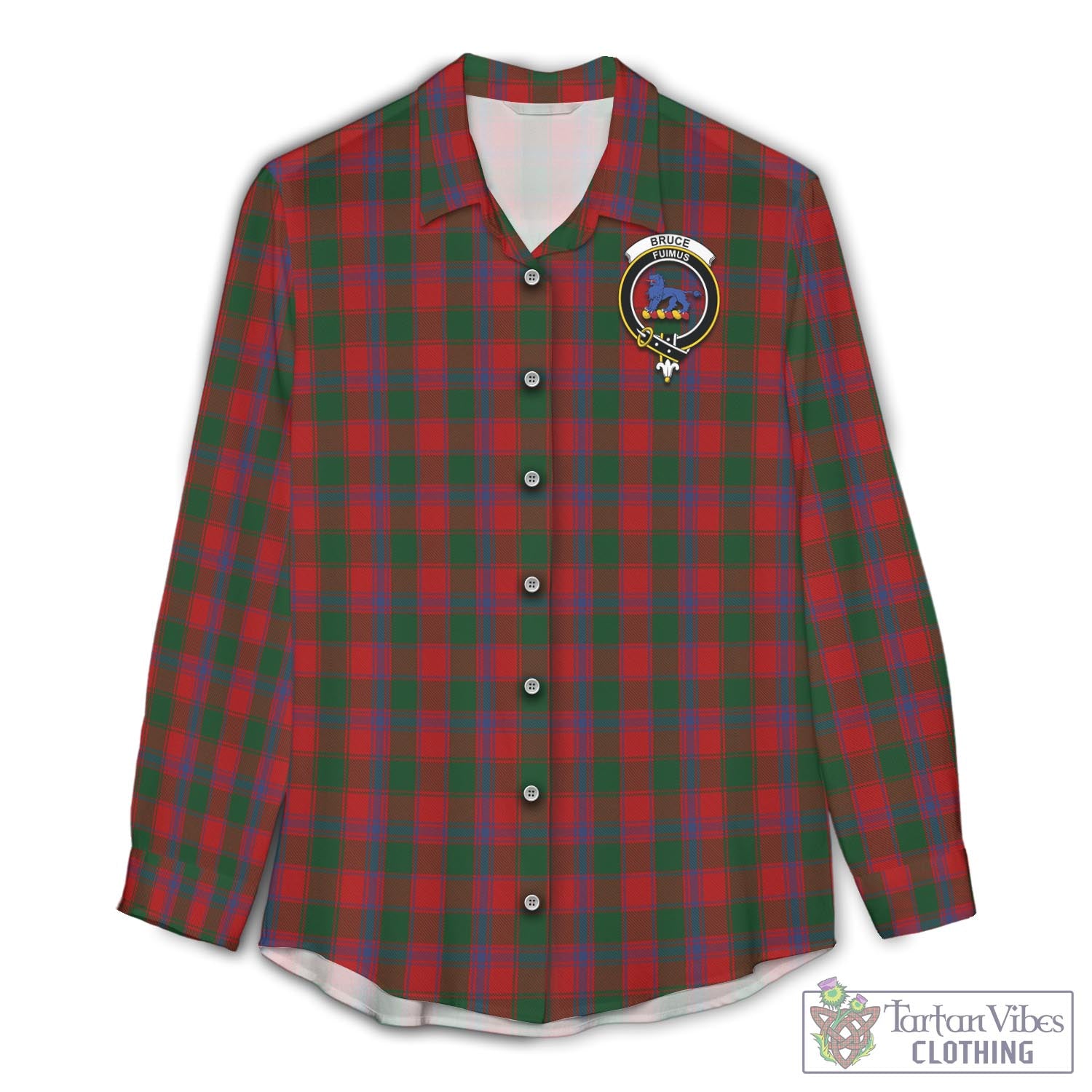 Tartan Vibes Clothing Bruce Old Tartan Womens Casual Shirt with Family Crest