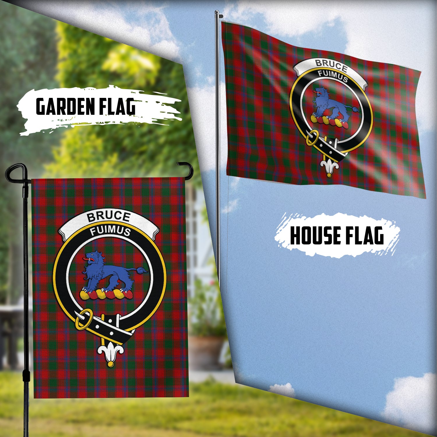 Bruce Old Tartan Flag with Family Crest Garden Flag (Vertical) - Tartan Vibes Clothing