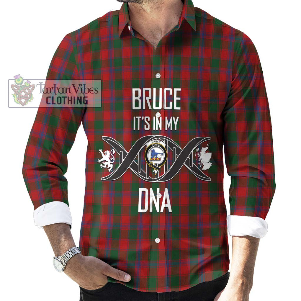 Bruce Old Tartan Long Sleeve Button Shirt with Family Crest DNA In Me Style Men's Shirt S - Tartanvibesclothing Shop