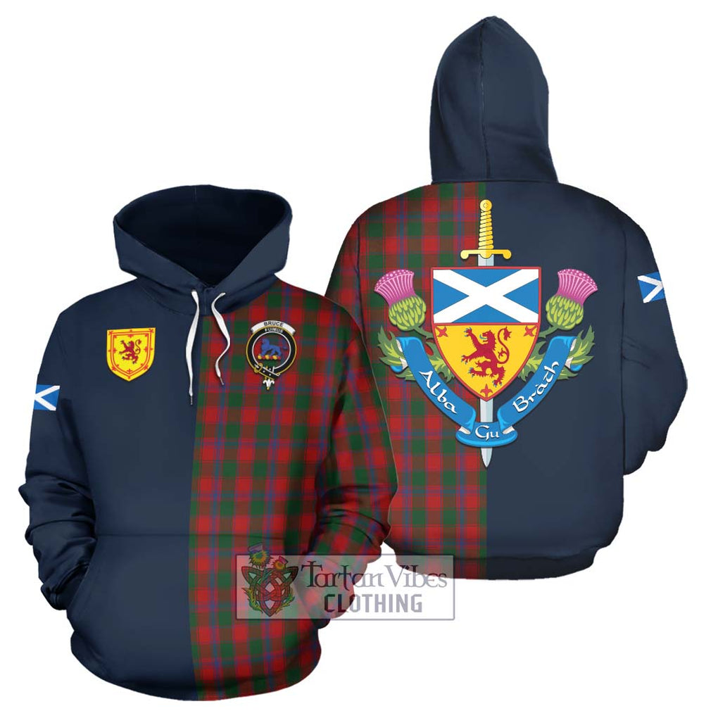 Tartan Vibes Clothing Bruce Old Tartan Hoodie with Scottish Lion Royal Arm Half Style