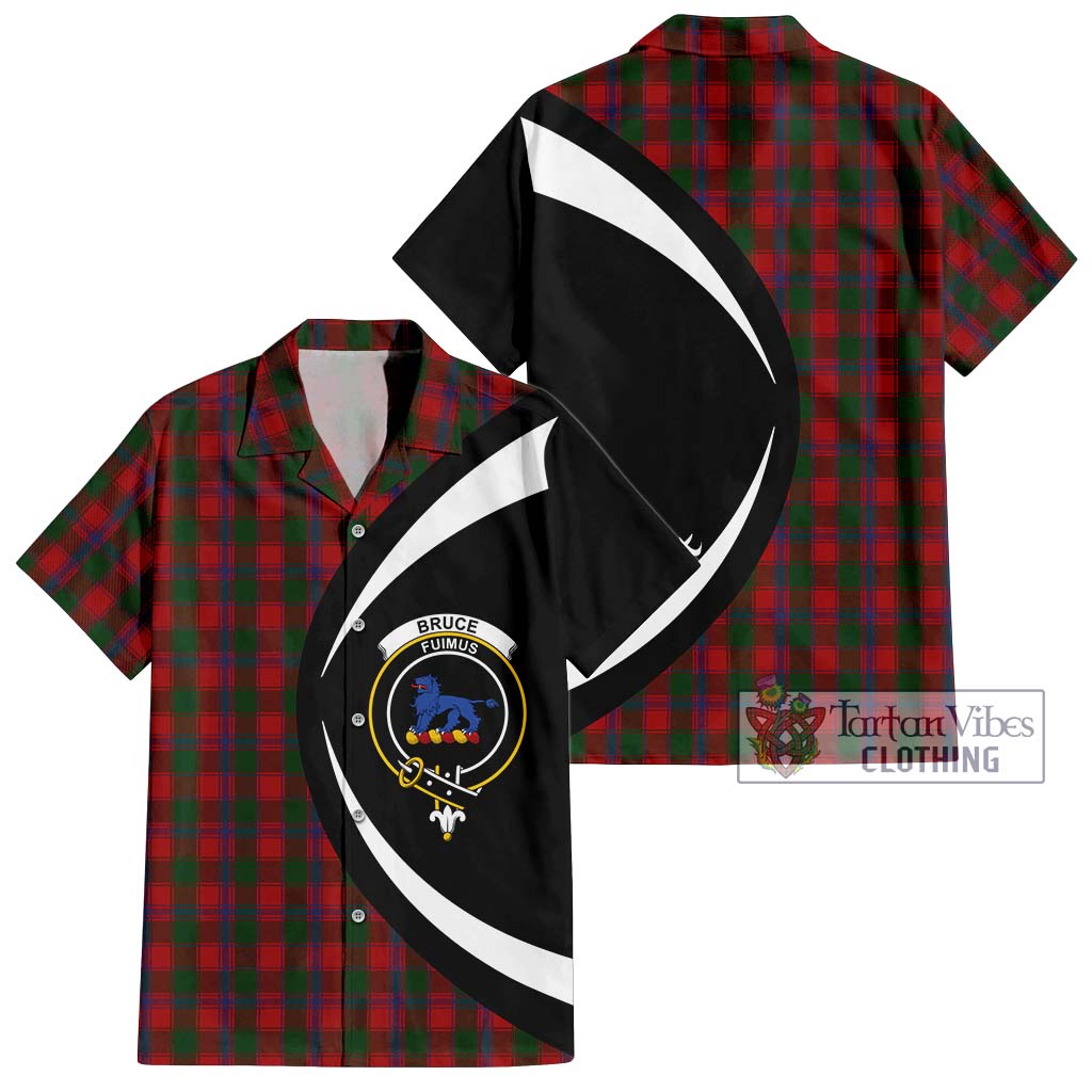 Bruce Old Tartan Short Sleeve Button Up with Family Crest Circle Style Kid - Tartan Vibes Clothing