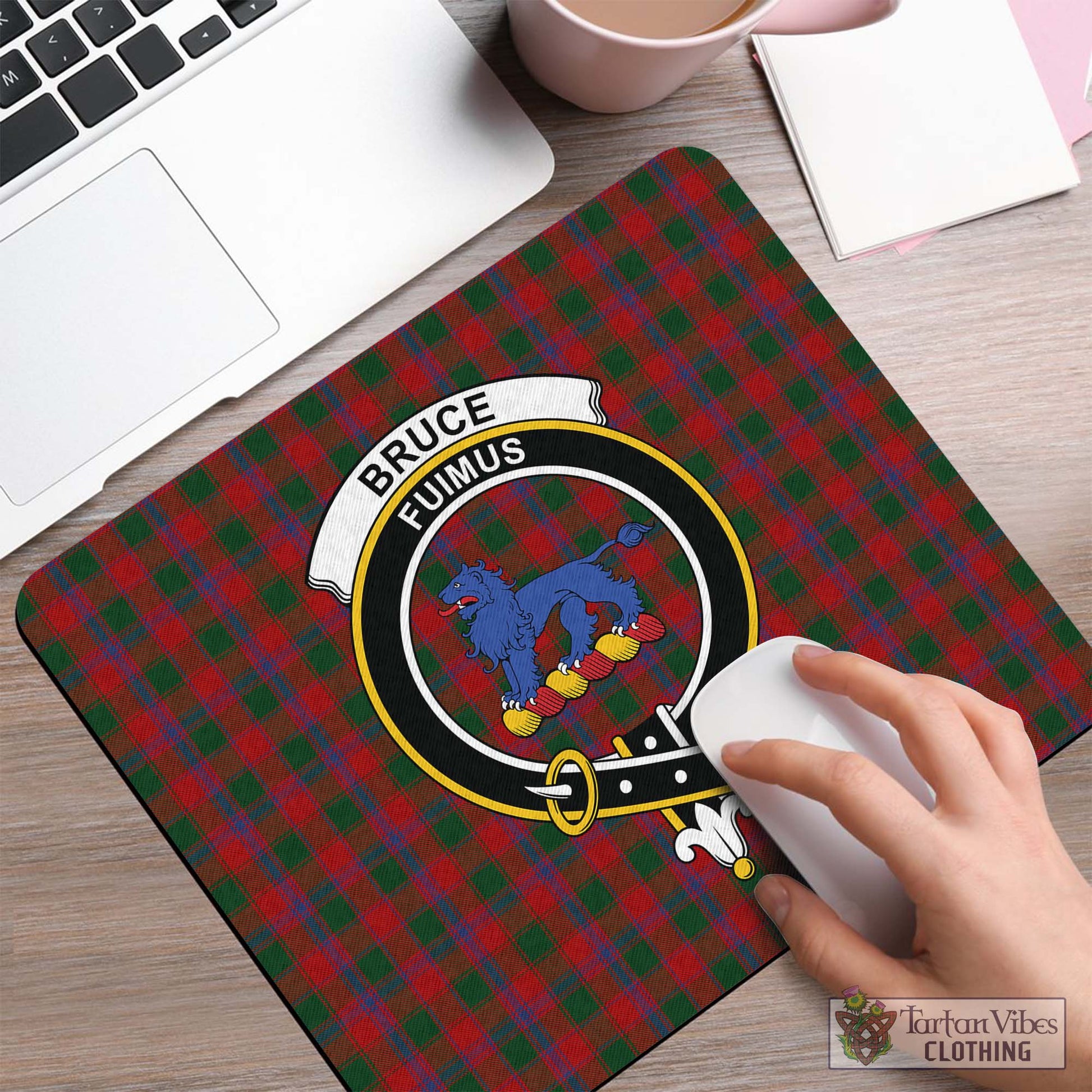 Tartan Vibes Clothing Bruce Old Tartan Mouse Pad with Family Crest