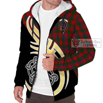 Bruce Old Tartan Sherpa Hoodie with Family Crest and Celtic Symbol Style