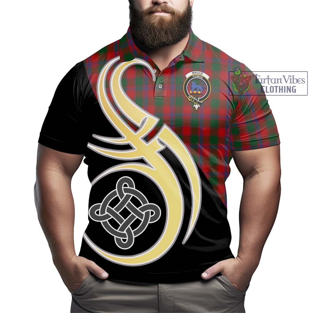 Bruce Old Tartan Polo Shirt with Family Crest and Celtic Symbol Style - Tartan Vibes Clothing