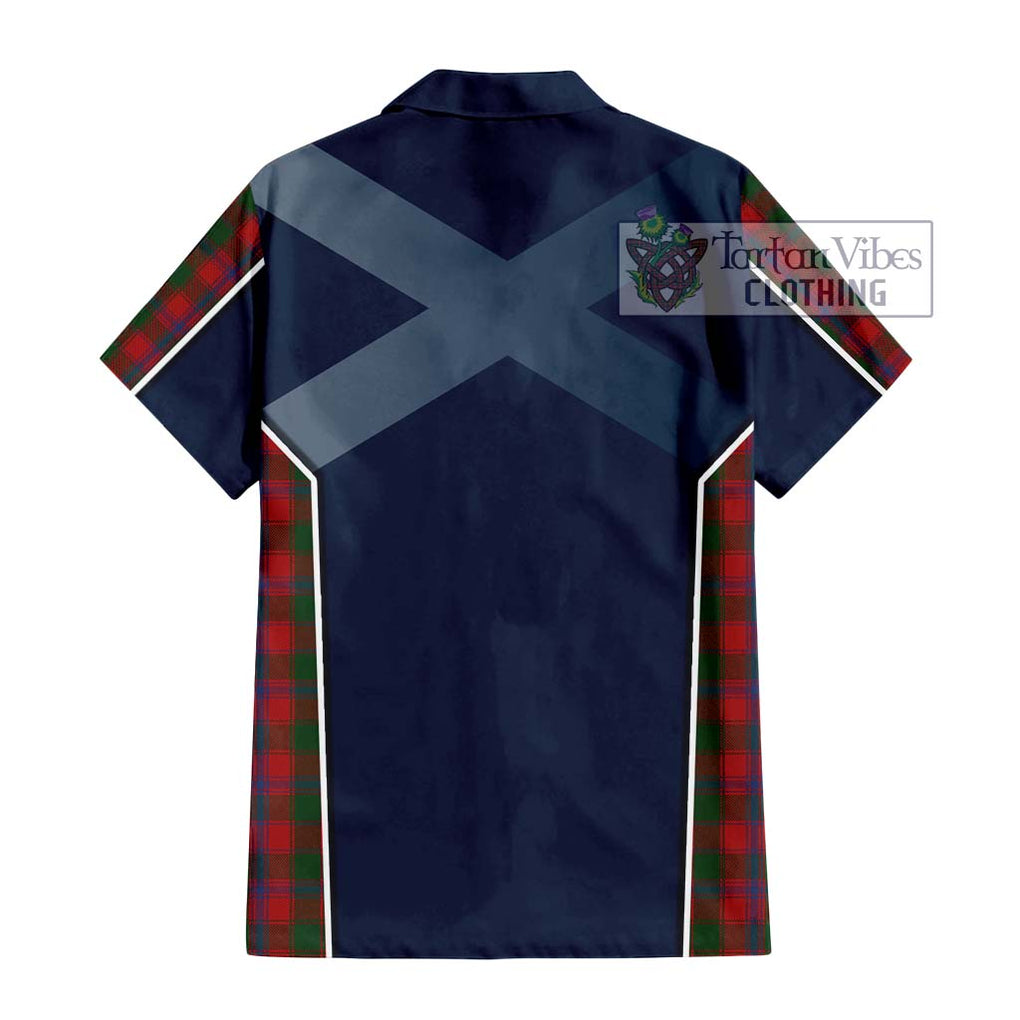 Bruce Old Tartan Short Sleeve Button Shirt with Family Crest and Lion Rampant Vibes Sport Style - Tartan Vibes Clothing