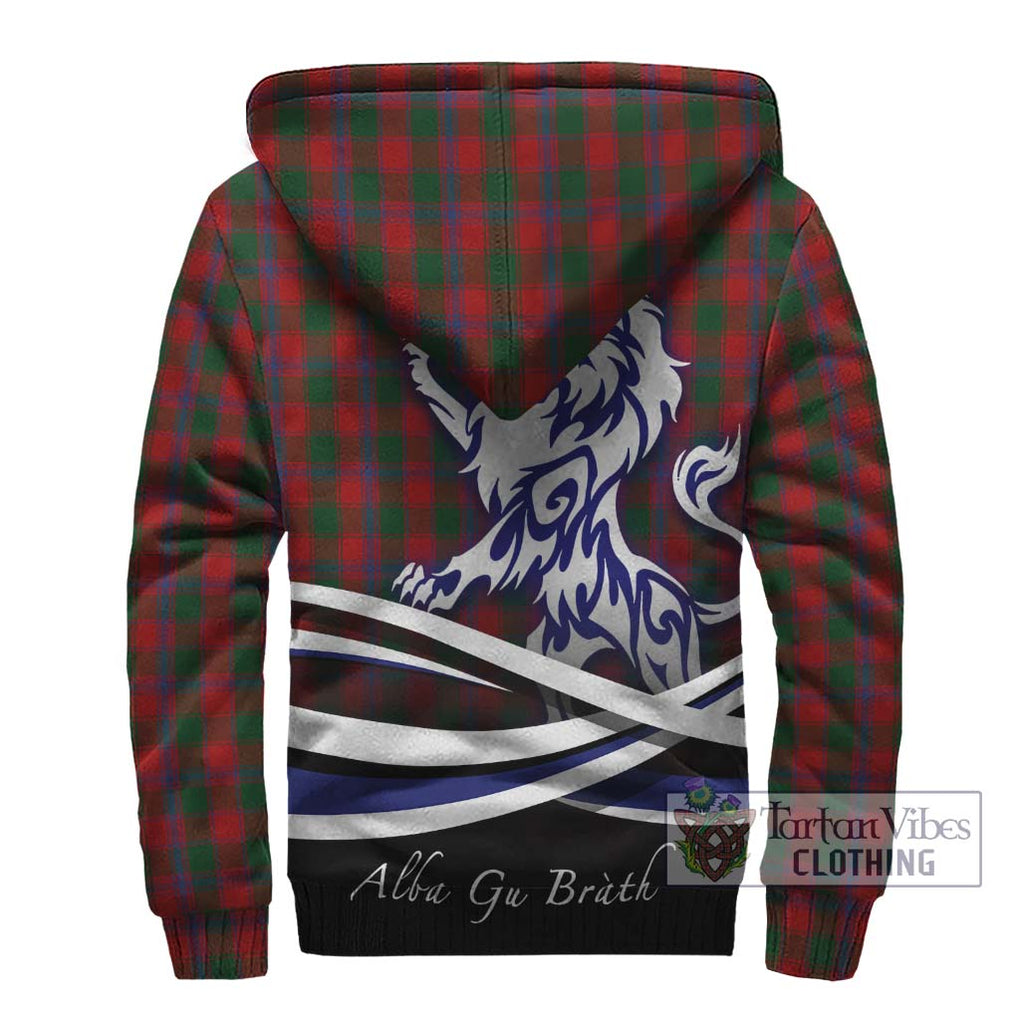 Bruce Old Tartan Sherpa Hoodie with Alba Gu Brath Regal Lion Emblem - Tartanvibesclothing Shop