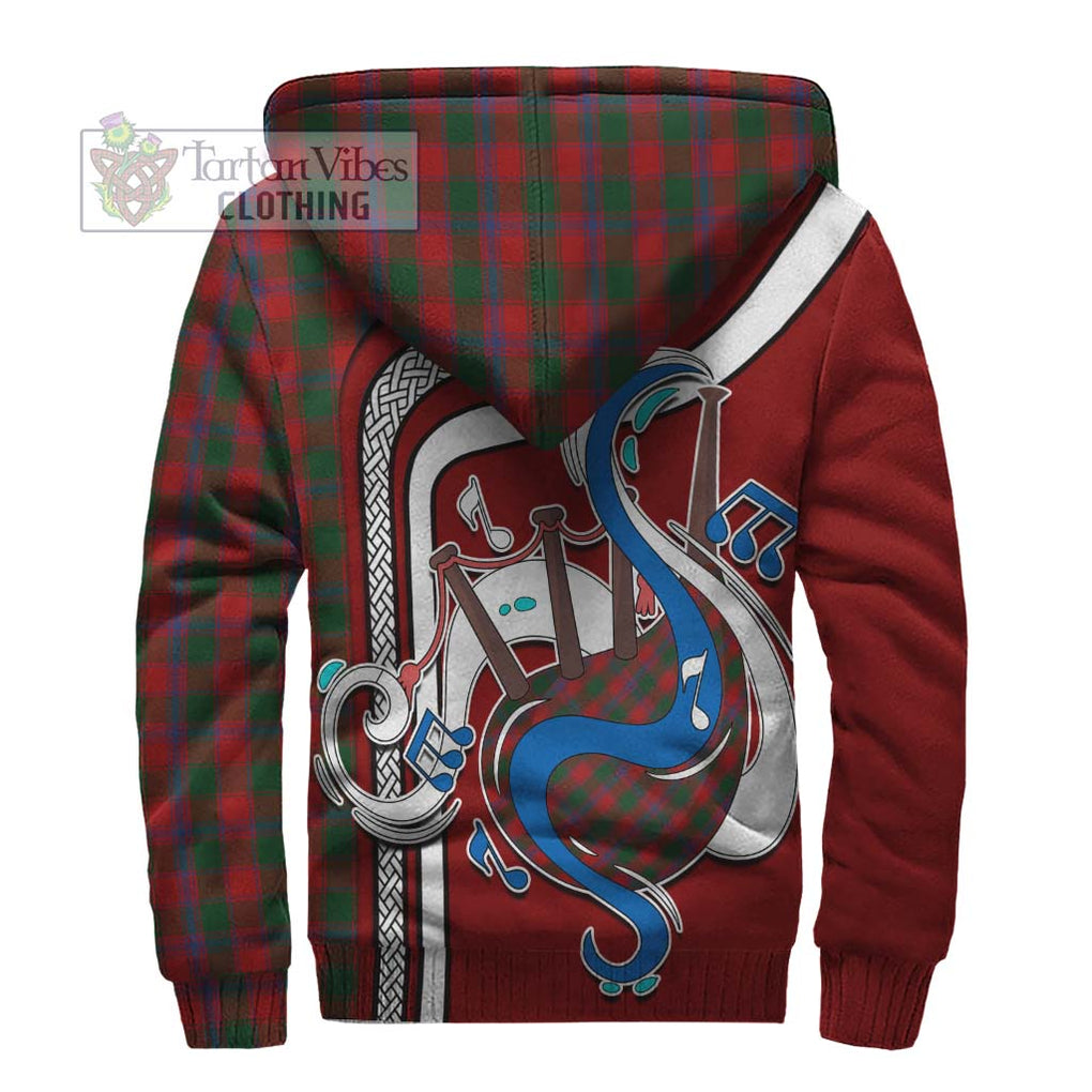 Bruce Old Tartan Sherpa Hoodie with Epic Bagpipe Style - Tartanvibesclothing Shop