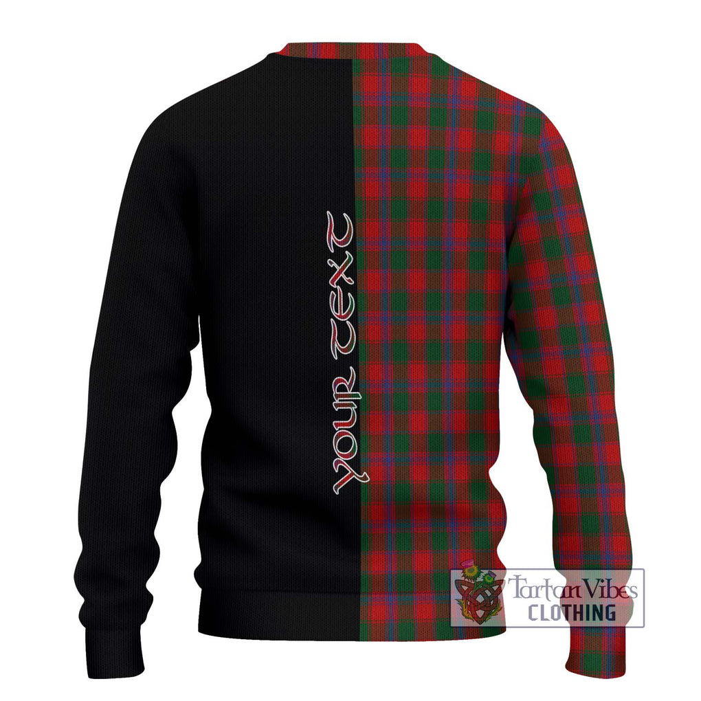 Bruce Old Tartan Knitted Sweater with Family Crest and Half Of Me Style - Tartanvibesclothing Shop