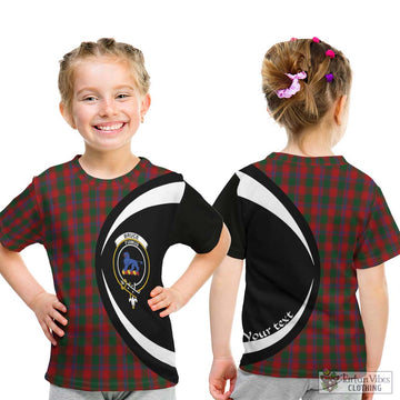 Bruce Old Tartan Kid T-Shirt with Family Crest Circle Style