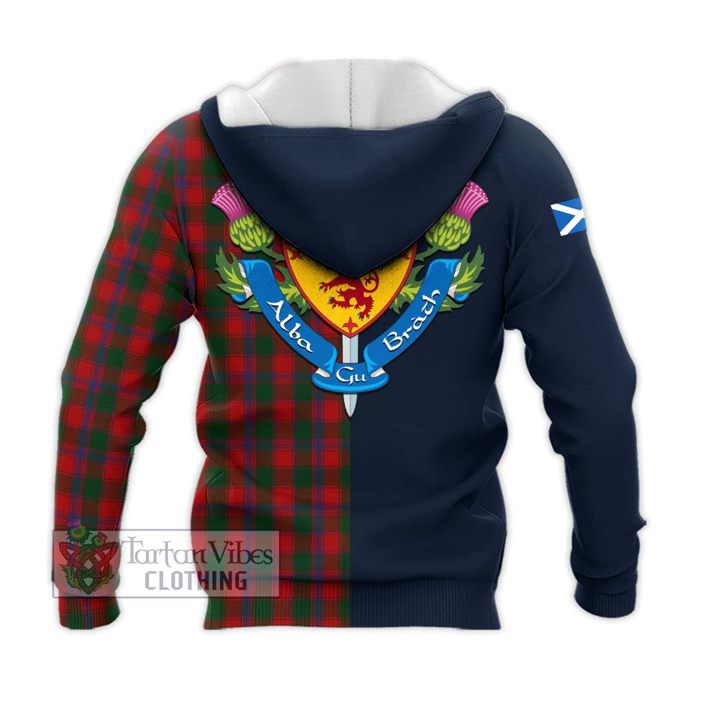 Tartan Vibes Clothing Bruce Old Tartan Knitted Hoodie with Scottish Lion Royal Arm Half Style