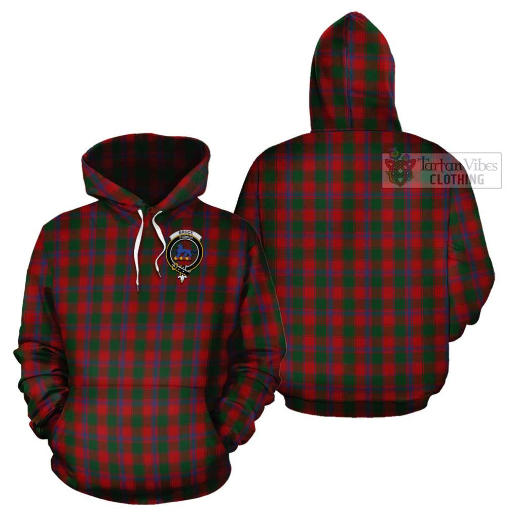 Bruce Old Tartan Cotton Hoodie with Family Crest Pullover Hoodie - Tartan Vibes Clothing