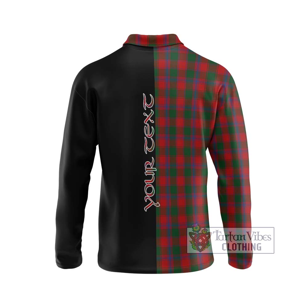 Bruce Old Tartan Long Sleeve Polo Shirt with Family Crest and Half Of Me Style - Tartanvibesclothing Shop