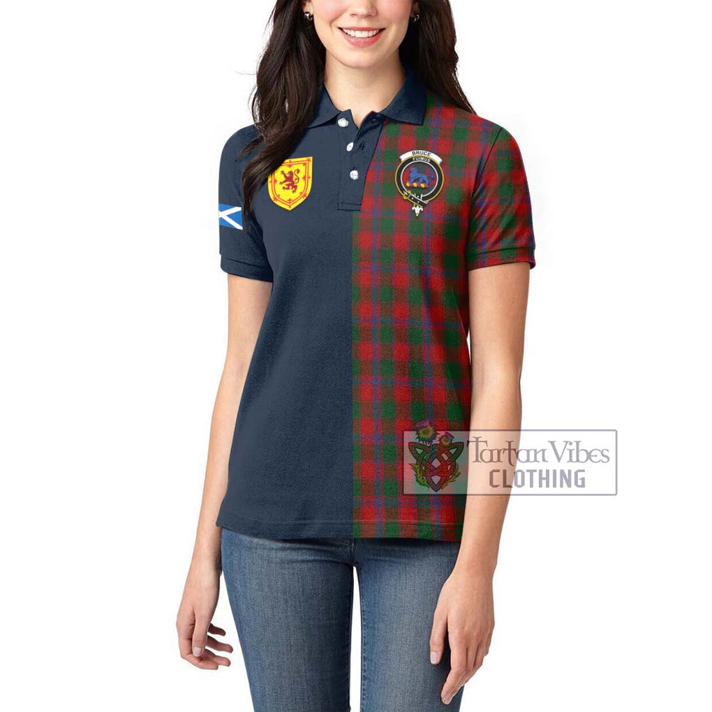 Tartan Vibes Clothing Bruce Old Tartan Women's Polo Shirt with Scottish Lion Royal Arm Half Style