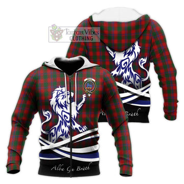 Bruce Old Tartan Knitted Hoodie with Alba Gu Brath Regal Lion Emblem