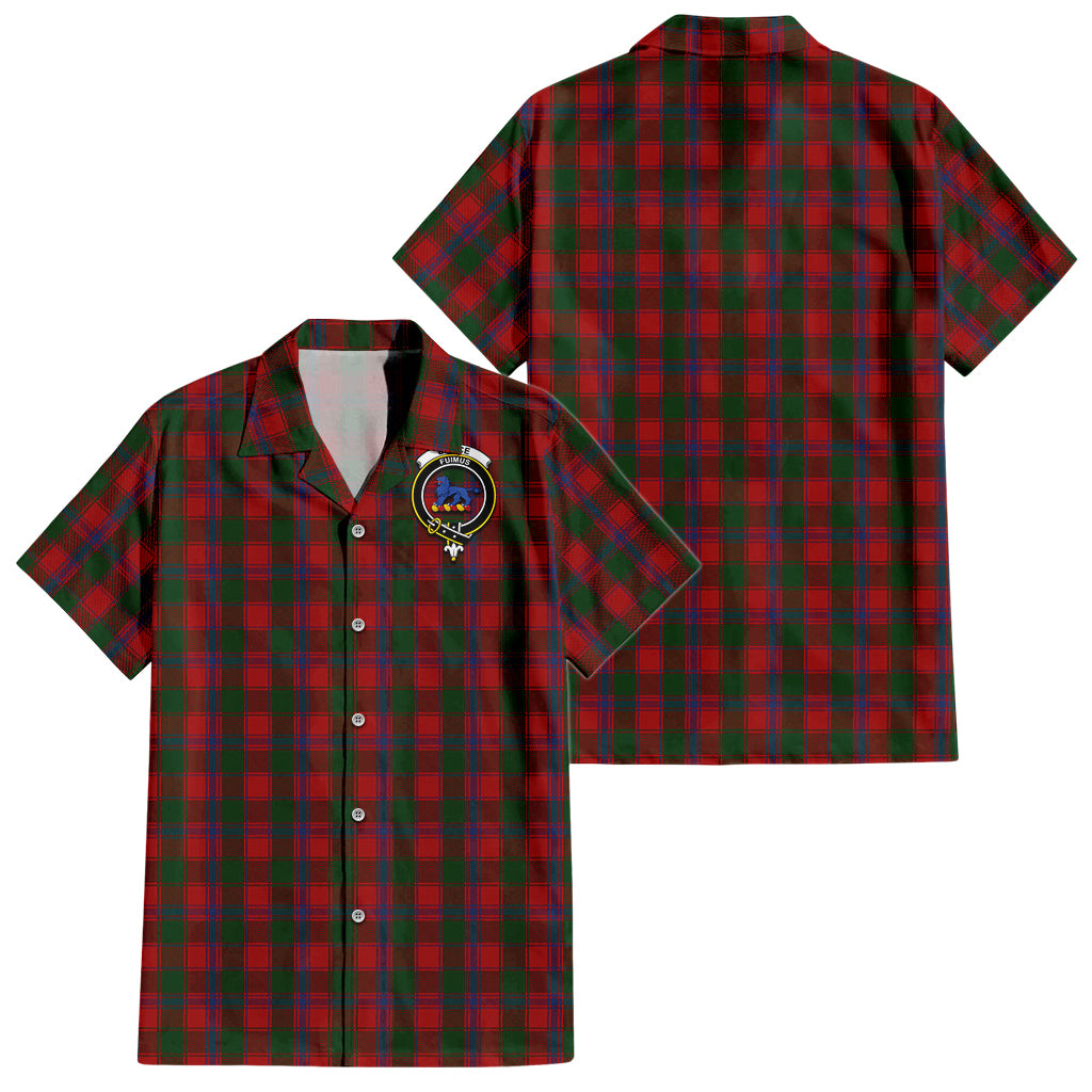 Bruce Old Tartan Short Sleeve Button Down Shirt with Family Crest - Tartanvibesclothing