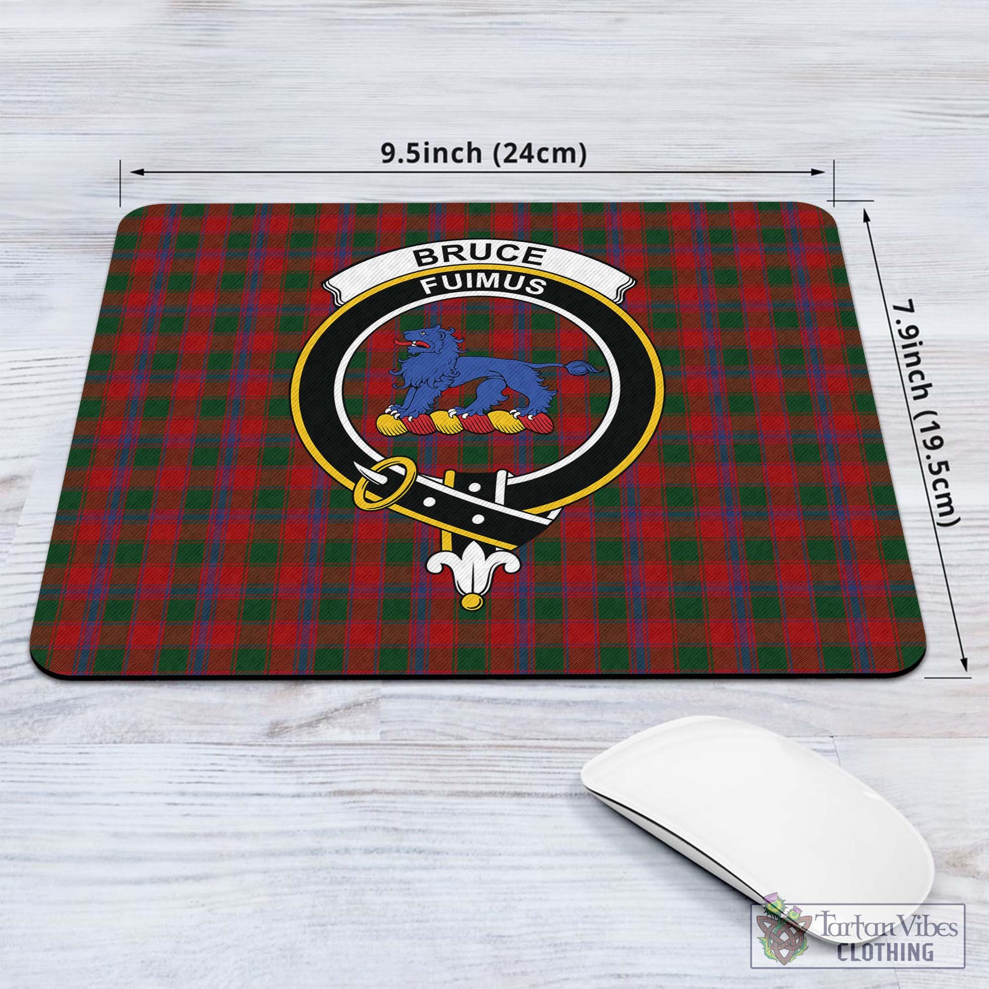 Tartan Vibes Clothing Bruce Old Tartan Mouse Pad with Family Crest