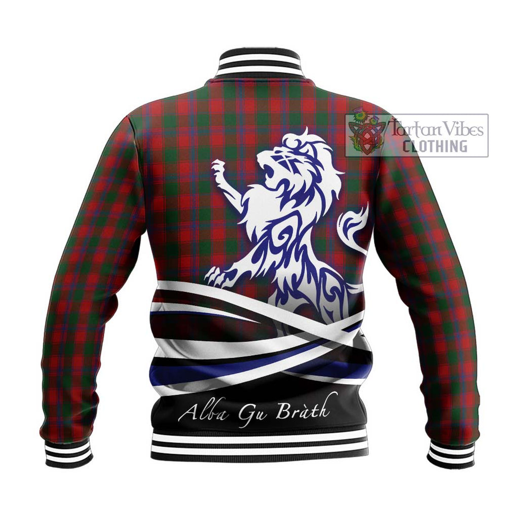 Bruce Old Tartan Baseball Jacket with Alba Gu Brath Regal Lion Emblem - Tartanvibesclothing Shop