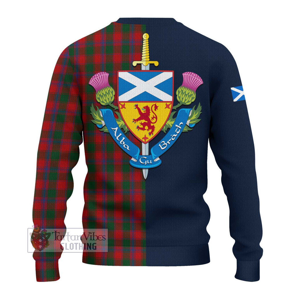 Tartan Vibes Clothing Bruce Old Tartan Knitted Sweater with Scottish Lion Royal Arm Half Style