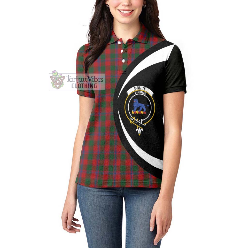 Bruce Old Tartan Women's Polo Shirt with Family Crest Circle Style - Tartan Vibes Clothing