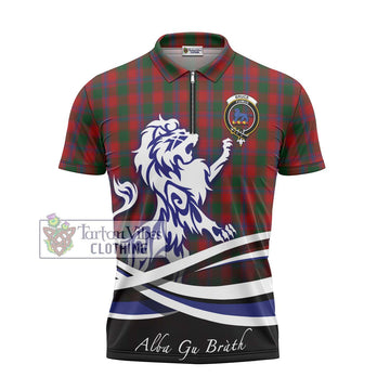 Bruce Old Tartan Zipper Polo Shirt with Alba Gu Brath Regal Lion Emblem