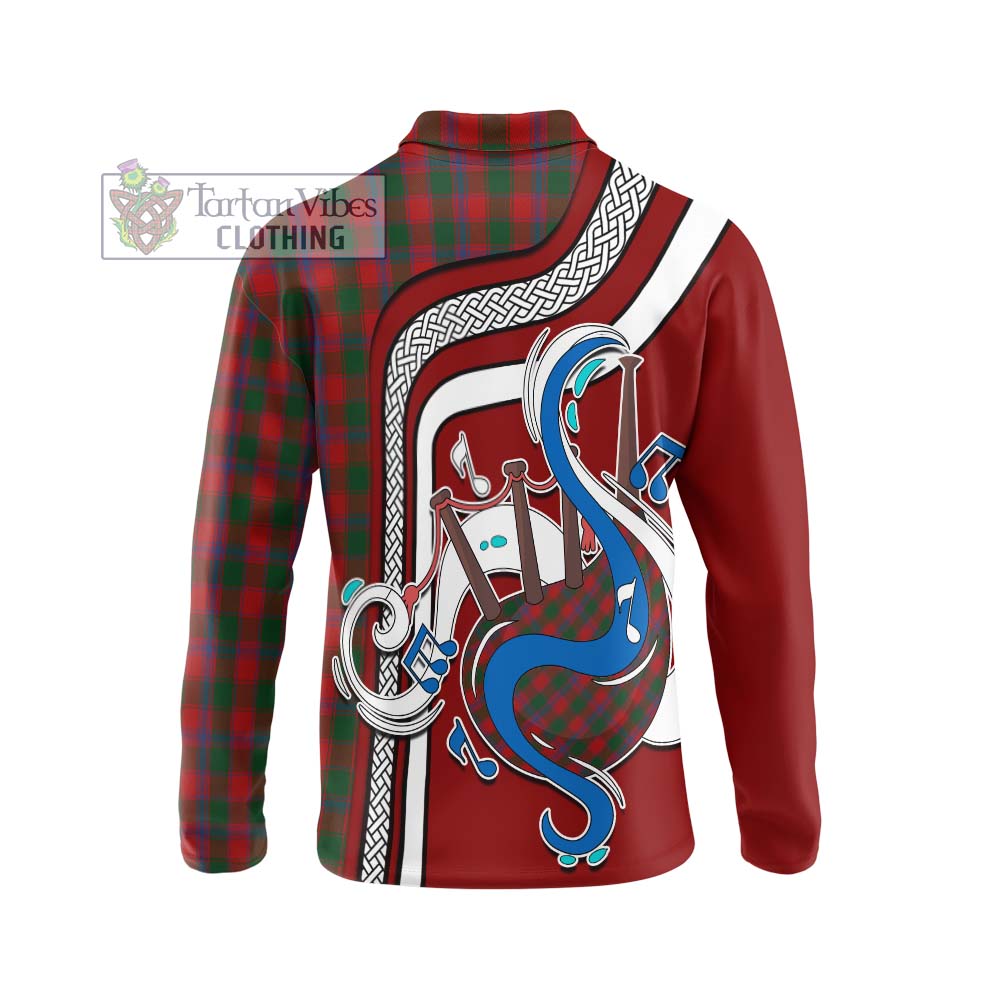 Tartan Vibes Clothing Bruce Old Tartan Long Sleeve Polo Shirt with Epic Bagpipe Style