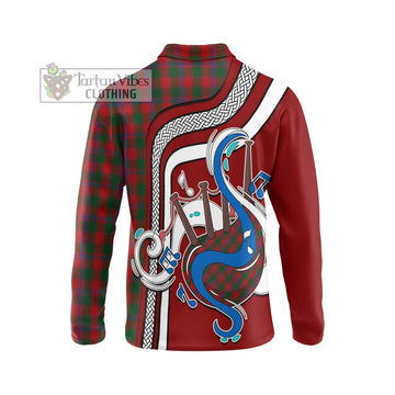 Bruce Old Tartan Long Sleeve Polo Shirt with Epic Bagpipe Style