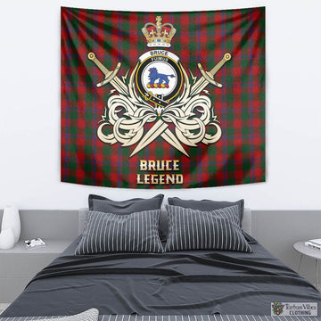 Bruce Old Tartan Tapestry with Clan Crest and the Golden Sword of Courageous Legacy