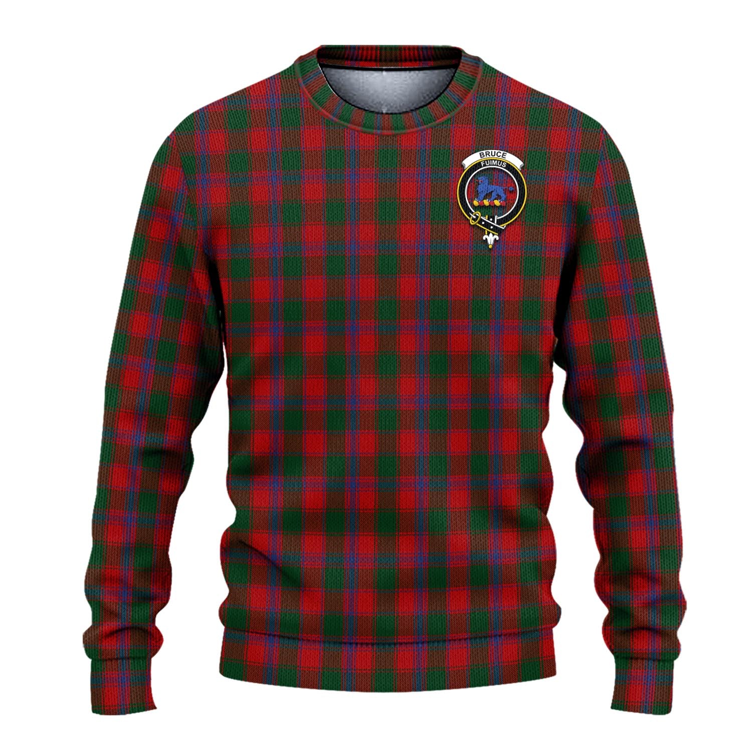 Bruce Old Tartan Knitted Sweater with Family Crest - Tartanvibesclothing