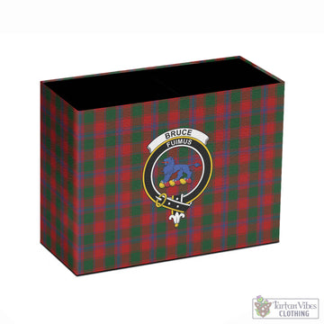 Bruce Old Tartan Pen Holder with Family Crest