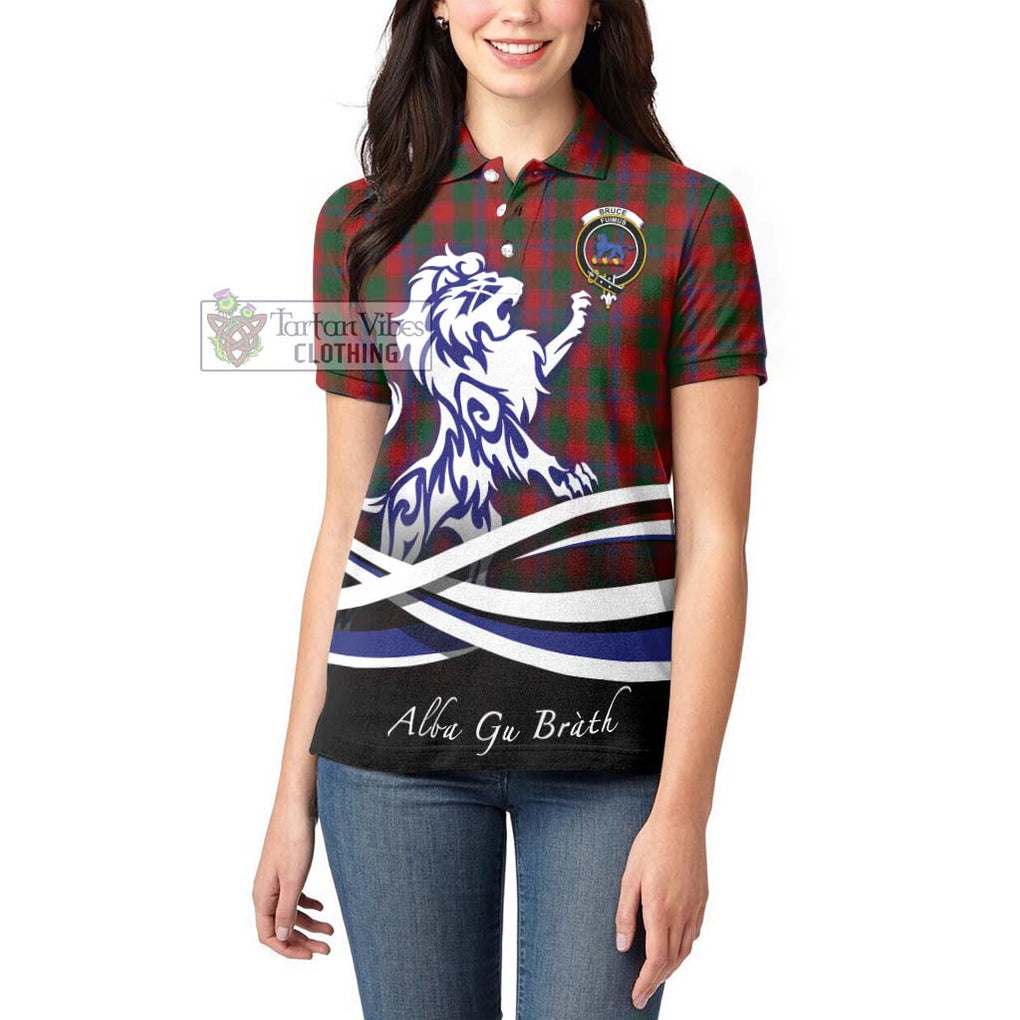 Bruce Old Tartan Women's Polo Shirt with Alba Gu Brath Regal Lion Emblem - Tartanvibesclothing Shop