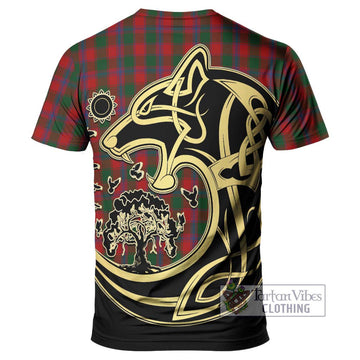 Bruce Old Tartan T-Shirt with Family Crest Celtic Wolf Style