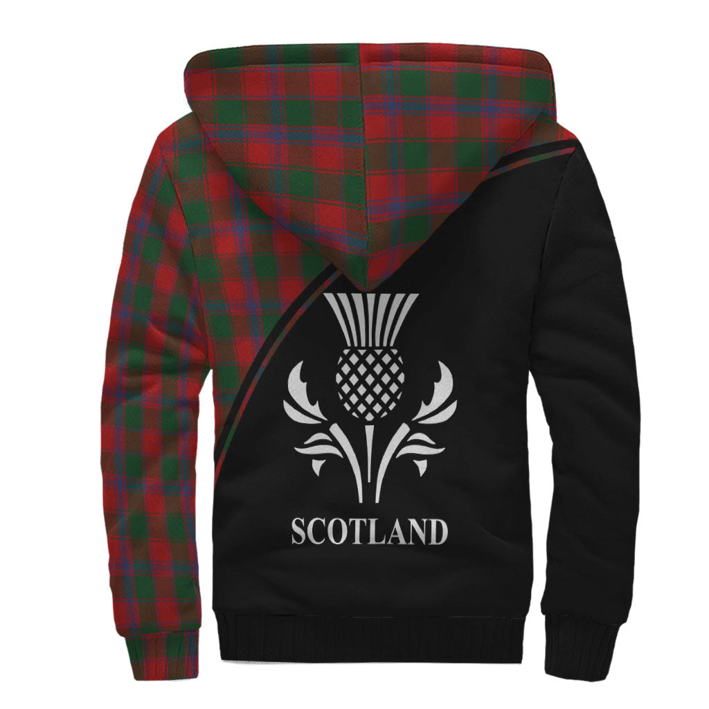 Bruce Old Tartan Sherpa Hoodie with Family Crest Curve Style - Tartanvibesclothing